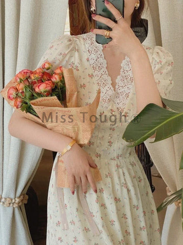 Romantic Lace Dress in Cottagecore Style