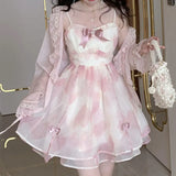 Cute Fairy Pink Dress for Women Lolita Double