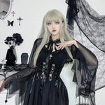 Gothic Short Jacket with Lace and Asymmetrical Sleeves