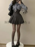 3-piece E-girl skirt set: short coat, pleated skirt &amp; striped shirt