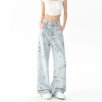 Trousers with floral print soft-girl for alternative styles