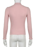 Soft Girl Pink Lace T-Shirt with Square Collar