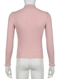 Soft Girl Pink Lace T-Shirt with Square Collar