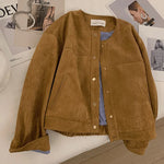 Suede Short Jacket in Indie Style for Women