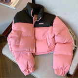 Y2K Damen Kurze Winterjacke in Pink – Warm & Wattiert für 2023