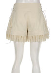 Adorable indie-style high-waist shorts with ruffles