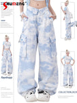 Lockert Cargo Hose weich Mädchen Blau Tie-Dye