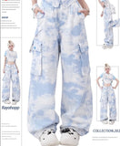 Soft-girl Loose Cargo Pants Blauer Tie-Dye