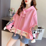 Sweet Cat Hoodies for Women Casual, Embroidered Sweater in Pink