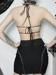 Gothic Spitzen-Crop-Top im Schmetterlingsdesign