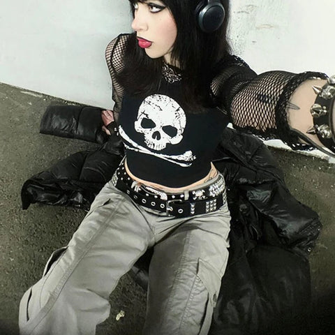 Alternativer "Skull Girl" Crop-Top E-Girl Style