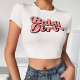 Top Y2k Babygirl Druck Frau Rosa