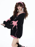 Pink Knit Sweater with Spider Web Design for the -Girl