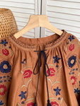 Boho-Chic Blouse with Embroidery Cotton & Linen