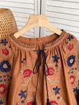 Boho-chic blouse with embroidery cotton &amp; linen