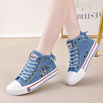 Denim-Sneaker emo patchwork light blue emo style