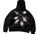 Oversized Gothic Hoodie with Eye Design Dark