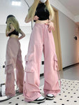 Sweatpants Rosa soft-girl Baggy Cargo Hose Frauen