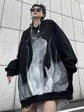 Flammenmuster Gothic Hoodies oversize