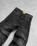 Baggy Herrenjeans im Y2K-Stil mit Distressed-Look und Stickerei