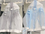 Transparent Y3K Mechanical Style Organza Jacket for Subculture Girls