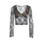 Crop Top in E-girl Style with V-Neck Sheer Figure-Hugging