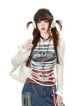 Retro Street Style Non-mainstream Double-layer Shirt with Impressive Rips