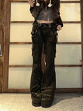 Adjustable Size Harajuku Gyaru Cargo Jeans Dark