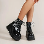 Gothic Spider Print High Heel Ankle Boots