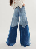 High Y2k tailored patchwork denim jeans wide cut