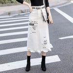 Ripped Jean Skirts for Women Chic Patchwork Denim in Y2K Style