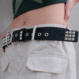 Black punk belt with nail details for emo