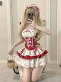 Sweet Gothic Lolita Set with Lace and Bows Top & Skirt