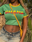 Crop Top Ghana rot or green Y2K style