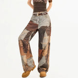 Autumn Retro 3D-Printed Patchwork Baggy Jeans