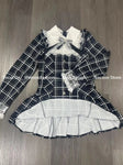 Checkered dress with ruffles and bow Kawaii Lolita style