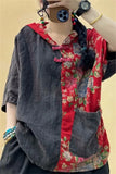 Patchwork shirt in indie style with large pockets