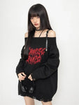 Gothic Oversized Knit Sweater with Cutouts