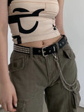 EMO Square Studded Belt made of Metal with Pyramid Studs for Women