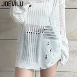 Hollow Knit Blouse Feel yourself in Gothic-style airy long-sleeve sweater