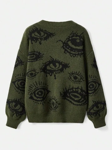 Augenmuster Strickpullover im E-Girl Stil