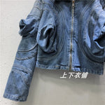 E-Girl Denim Jacket with Puff Sleeves Washed