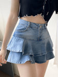 Denim skirt with pockets Comfortable sexy mini skirt for summer