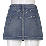 Y2K Aesthetic Vintage Denim Skirt - Trendy Mini Skirt in Denim Look