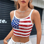 Crop Top USA Flag Backless Form-Fitting Tank Top