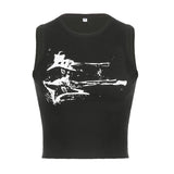 Strapless Crop Top with Guitar Print for a Grungy Look