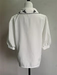 Korean blouse with embroidered collar