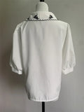 Korean blouse with embroidered collar