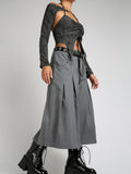 Gothic two-piece with ripped halter top and V-neck shawl