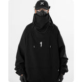 Funktioneller Y3K Hochkragen-Cloak Hoodie für alternative Styles